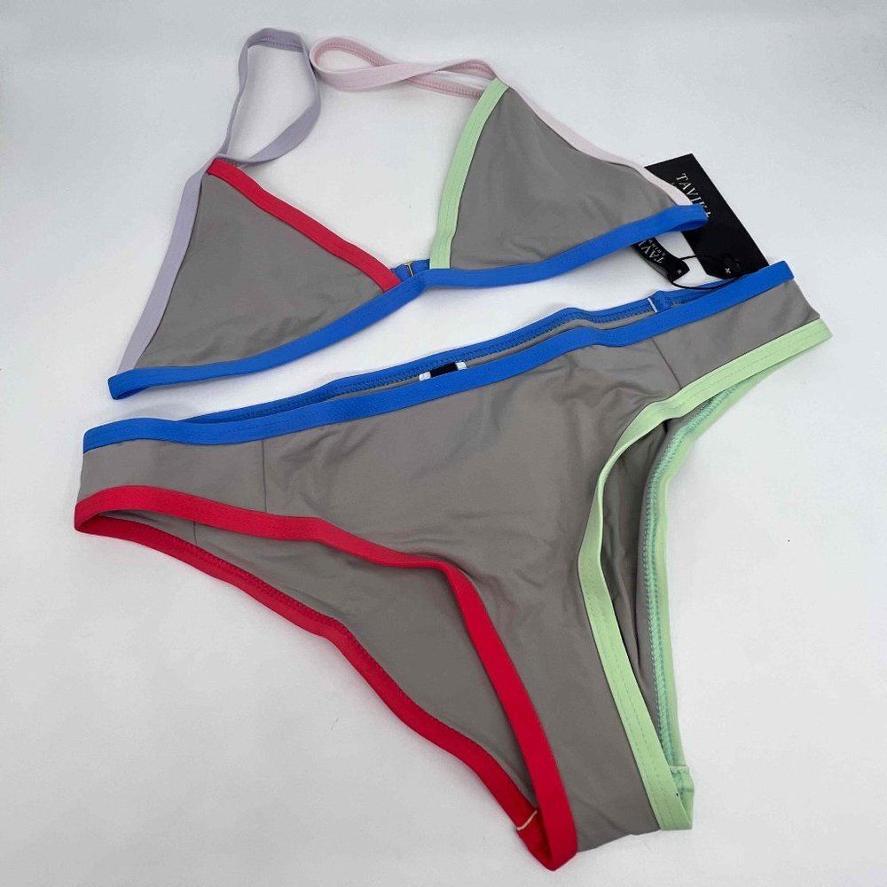New Tavik Taupe Color Block Bikini - Size M